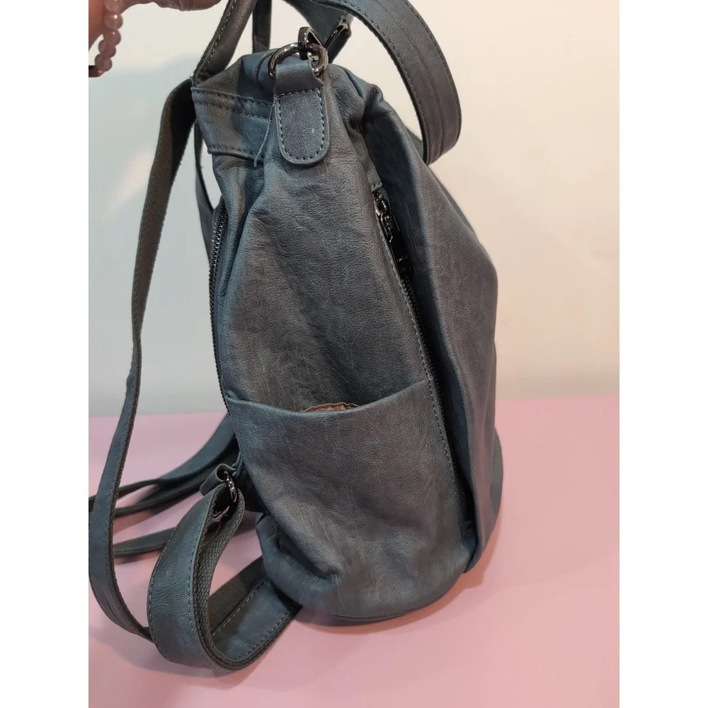 Amelie Galanti Blue Faux Leather‎ Backpack Bag